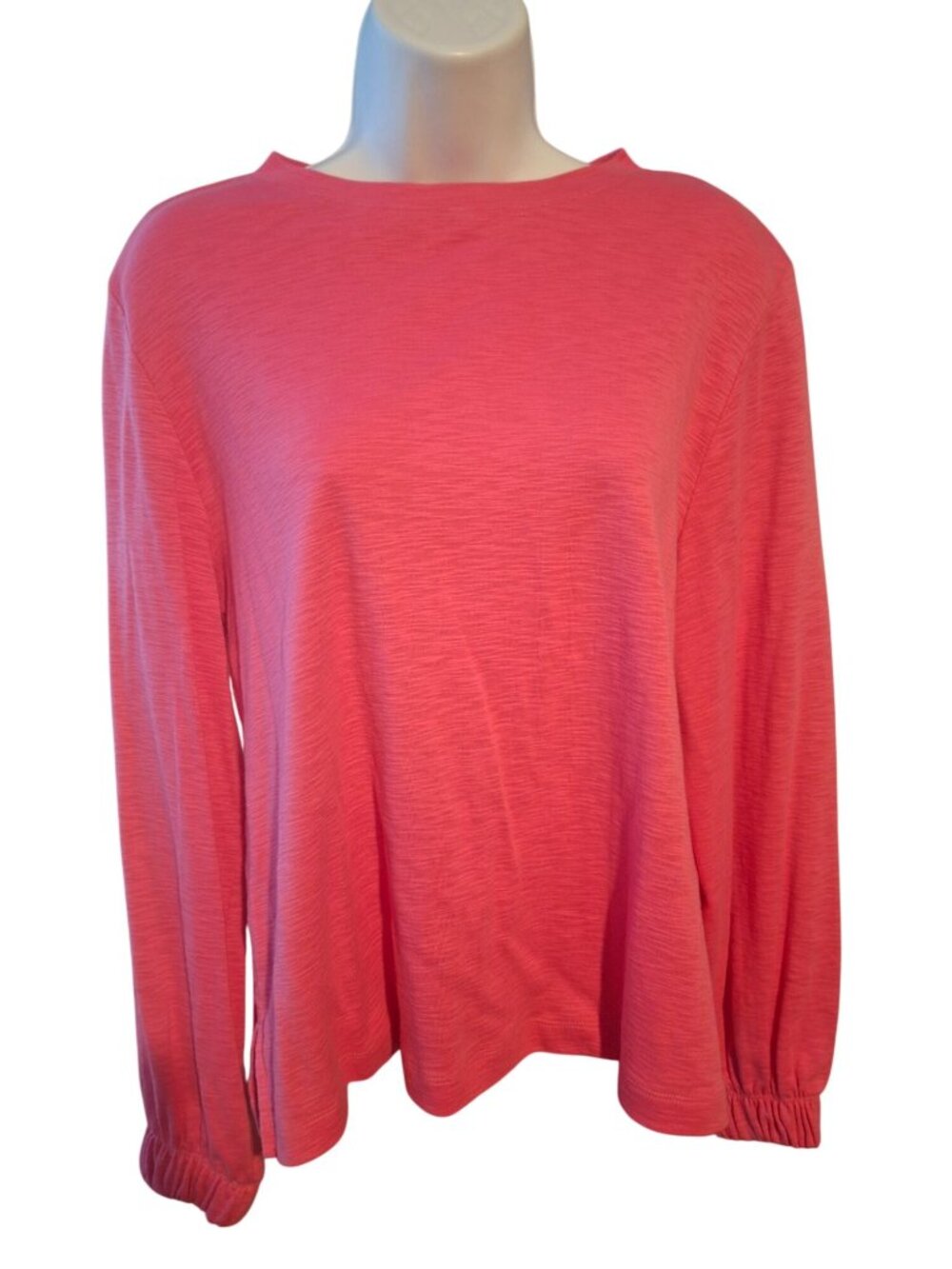 Banana Republic Womens S Pink Cotton Slub Long Sleeve Top Coastal Casual Basic